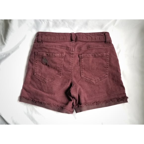 Mid-Rise Distressed Deep Purple Shorts - Picture 3 of 7
